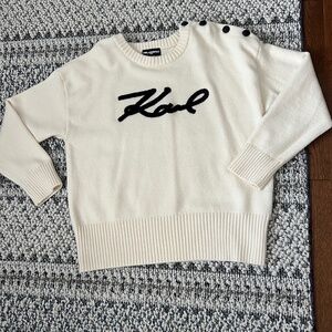 Karl lagerfeld sweater with button detail on shoulder